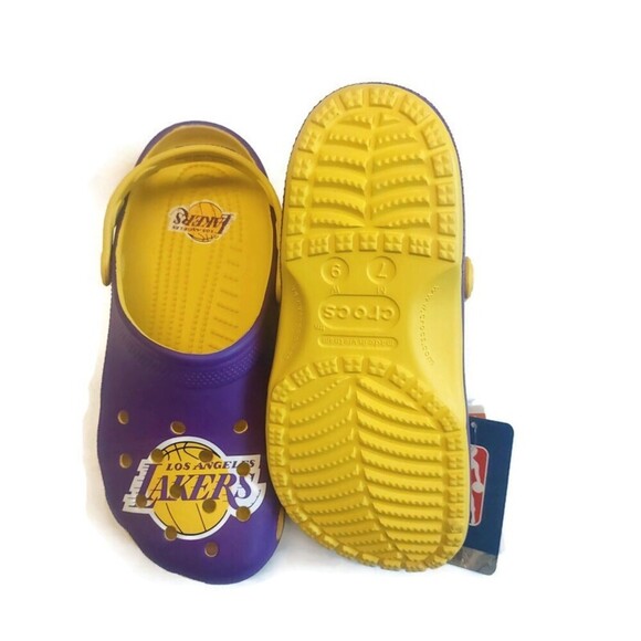 CROCS Mens 7 Womens 9 Slip On Clogs Los Angeles Lakers Sandals Shoes Purple Gold main image 10